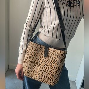 Jenni Kayne Leopard Print Calf Hair Crossbody Bag